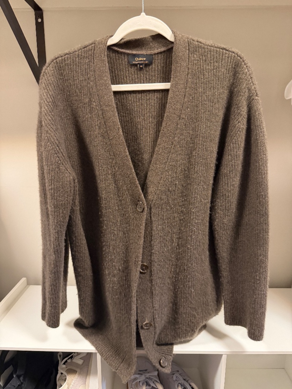 Mongolian Cashmere Oversized Boyfriend Cardigan Sweater in Brown - Picture 7 of 7